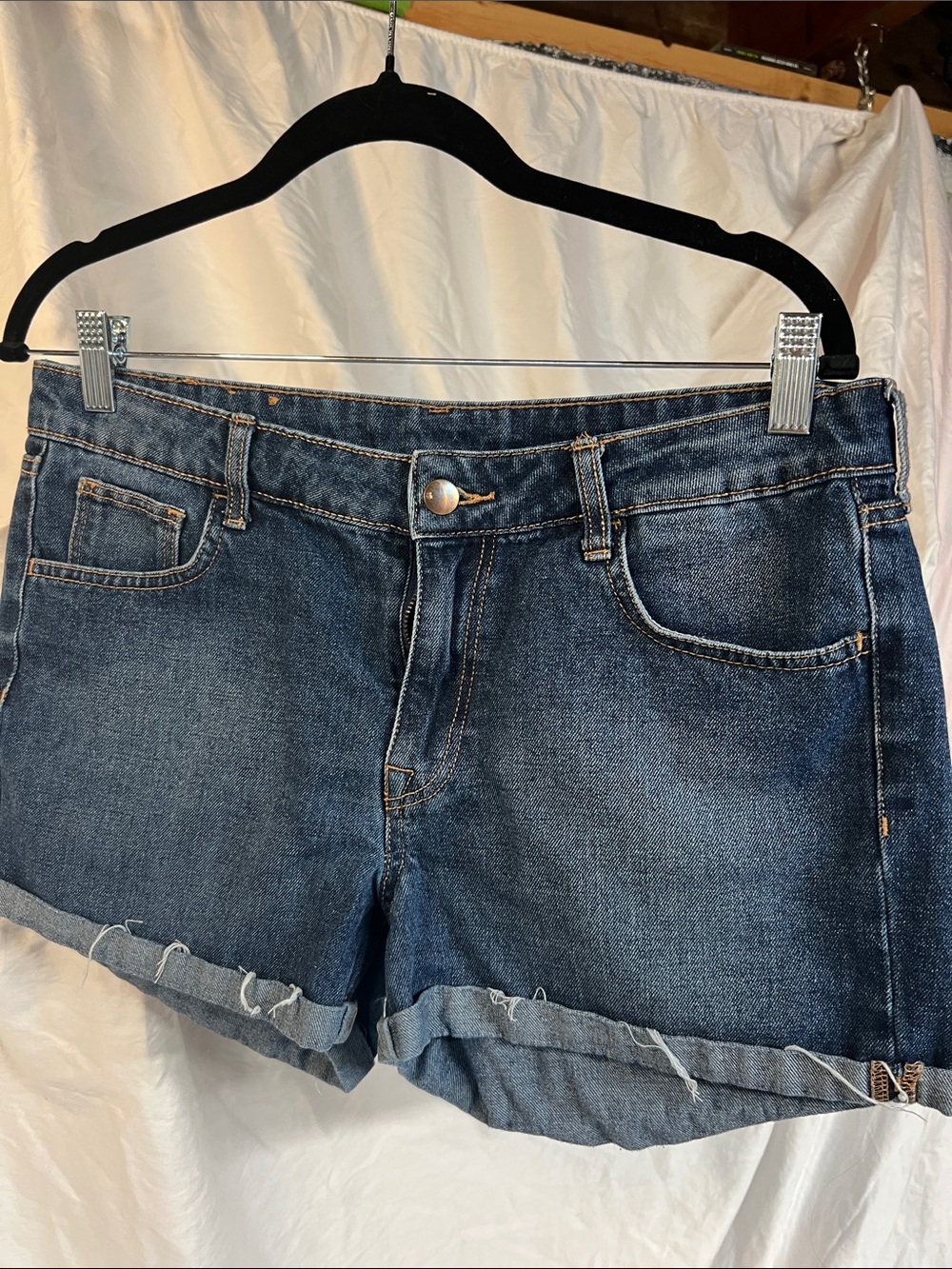 H&M Dark Blue Rolled Hem Denim Shorts
